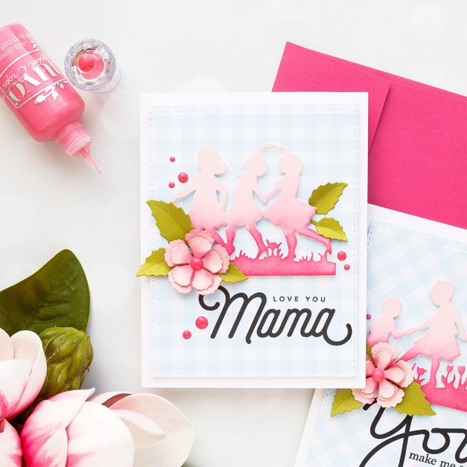 Spellbinders | Ombre Silhouette Die Cuts. Video. Blog Hop + Giveaway Mother's Day Card featuring Little Loves collection by Spellbinders 