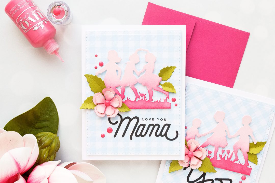 Spellbinders | Ombre Silhouette Die Cuts. Video. Blog Hop + Giveaway Mother's Day Card featuring Little Loves collection by Spellbinders