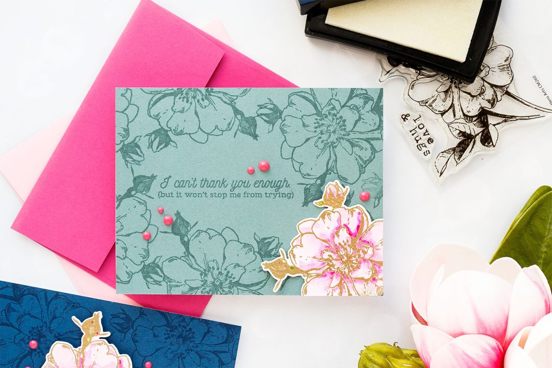 Hero Arts | Monochromatic Floral Cards (Almost No Coloring!) by Yana Smakula. Video tutorial. #heroarts #heroflorals #cardmaking #monochromaticcards #stamping