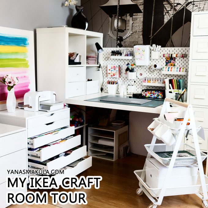 My IKEA Craft Room (Craft Corner) Tour 2018 | Yana Smakula #craftroom #ikeacraftroom #craftsuppliesstorage #ikeacraftroomstorage #ikeacraftroomideas #ikeacraftroomideassmallspaces