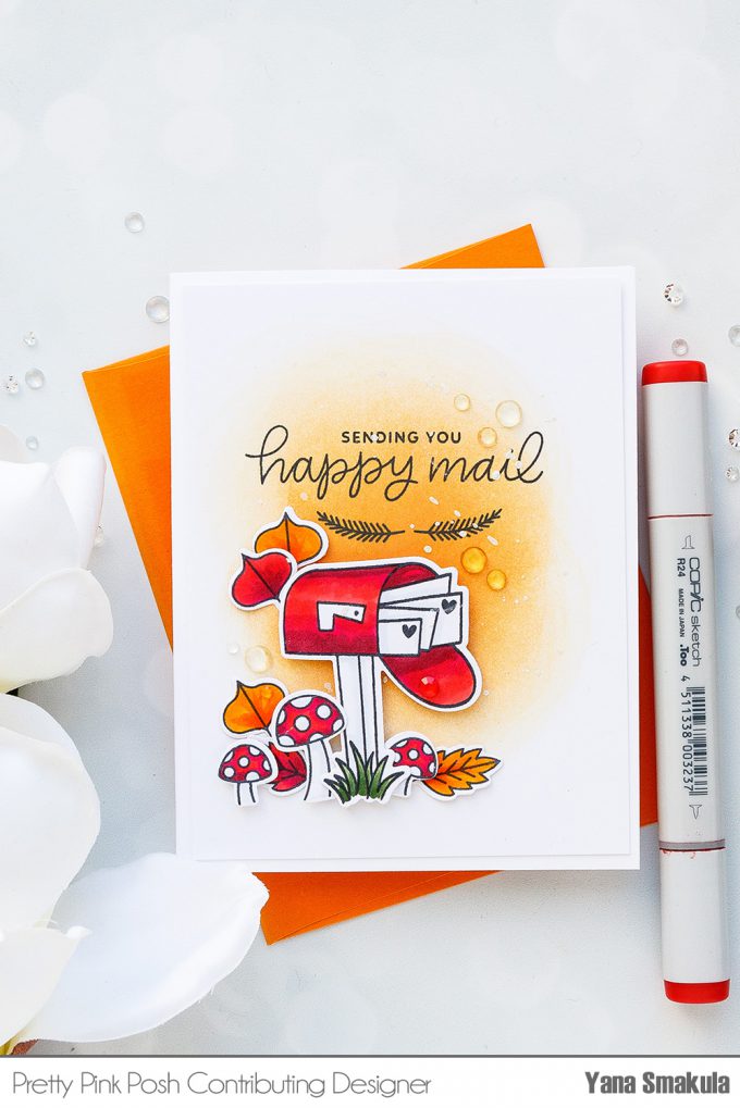 Pretty Pink Posh | Seasonal Happy Mail Cards by Yana Smakula using Happy Mail Stamp Set. Video tutorial. #stamping #handmadecard #happymail #copiccoloring #adultcoloring #Ilovetomakecards