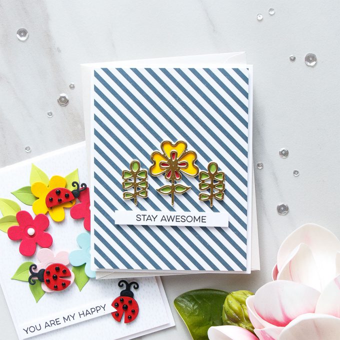 Spellbinders | Clean & Simple Flower Cards with Inlay Die Cutting by Yana Smakula #cardmaking #diecutting #handmadecard #neverstopmaking 