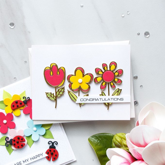 Spellbinders | Clean & Simple Flower Cards with Inlay Die Cutting by Yana Smakula #cardmaking #diecutting #handmadecard #neverstopmaking 