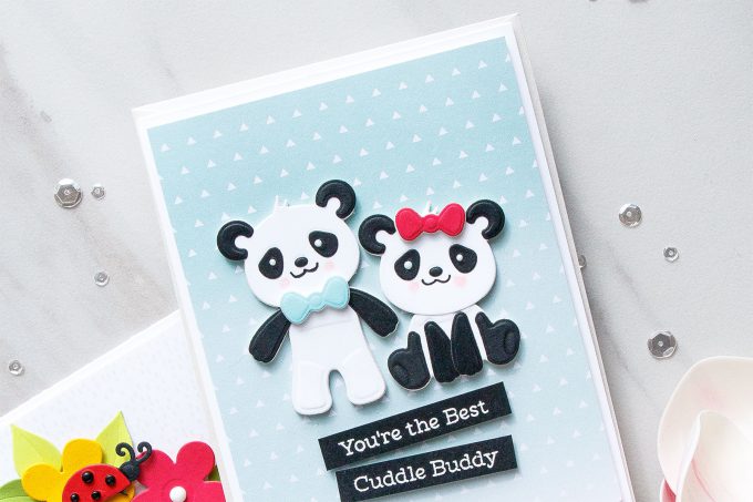 Spellbinders | Clean & Simple Cards with Die D-Lites - You're The Best Cuddle Buddy featuring Build A Panda dies. #cardmaking #diecutting #handmadecard #neverstopmaking