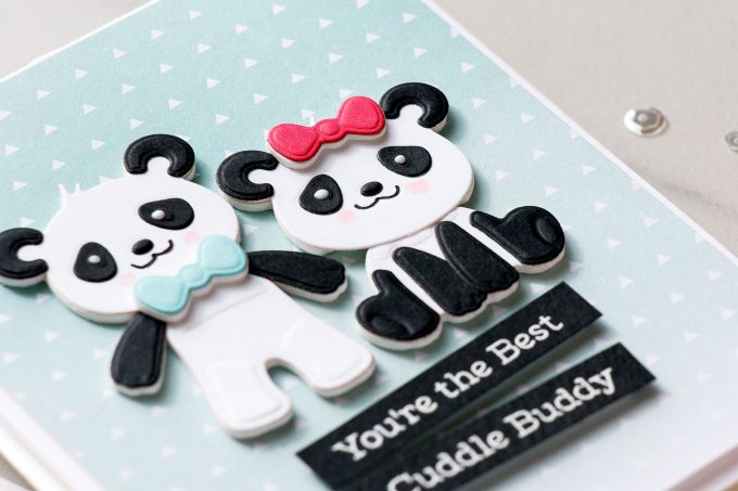 Spellbinders | Clean & Simple Cards with Die D-Lites - You're The Best Cuddle Buddy featuring Build A Panda dies. #cardmaking #diecutting #handmadecard #neverstopmaking