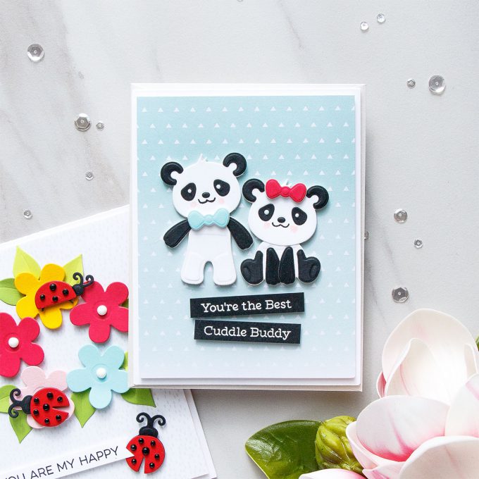 Spellbinders | Clean & Simple Cards with Die D-Lites - You're The Best Cuddle Buddy featuring Build A Panda dies. #cardmaking #diecutting #handmadecard #neverstopmaking