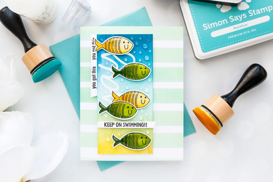 Simon Says Stamp | Keep On Swimming Card by Yana Smakula #simonsaysstamp #cardmaking #stamping #copiccoloring #fishcard