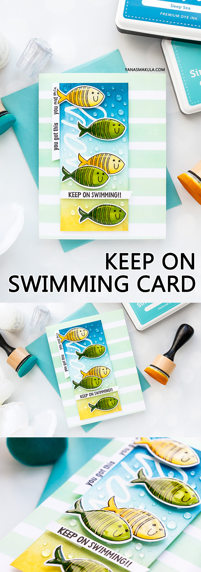 Simon Says Stamp | Keep On Swimming Card by Yana Smakula #simonsaysstamp #cardmaking #stamping #copiccoloring #fishcard