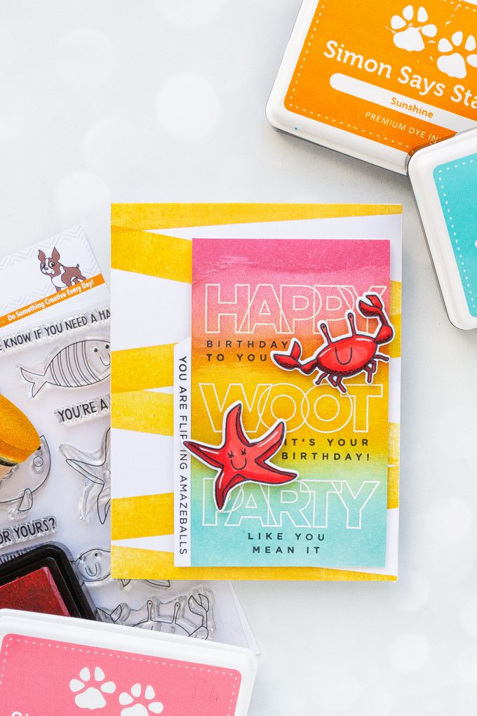 Simon Says Stamp | Summer Birthday Card Idea #2. You Are Flipping Amazeballs card by Yana Smakula #ssssendingsunshine #simonsaysstamp #stamping #summercard #summerbirthday #birthdaycard #copiccoloring