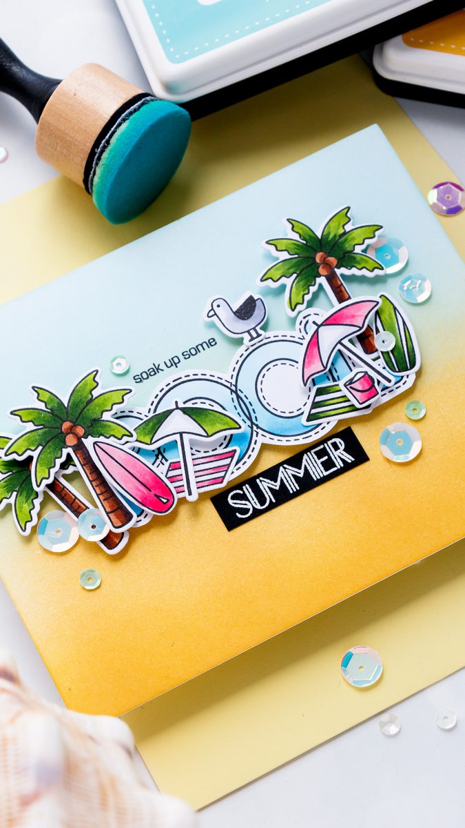 Simon Says Stamp | Soak Up Some Summer! Yippee For Yana Series. Video Handmade card by Yana Smakula #stamping #diecutting #cardmaking #handmadecard #simonsaysstamp #copicoloring #inkblending