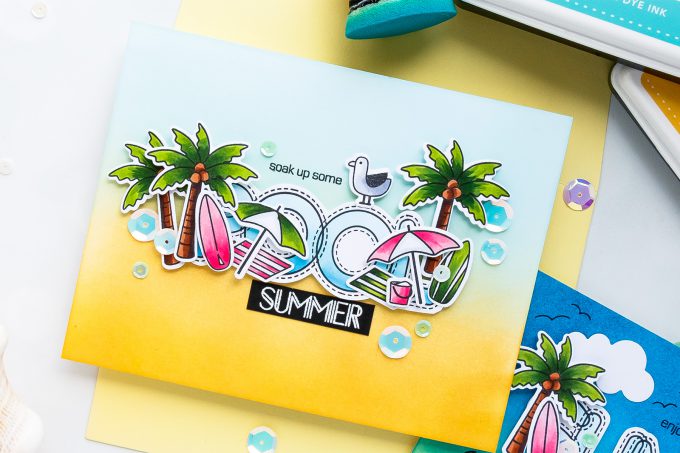 Simon Says Stamp | Soak Up Some Summer! Yippee For Yana Series. Video Handmade card by Yana Smakula #stamping #diecutting #cardmaking #handmadecard #simonsaysstamp #copicoloring #inkblending