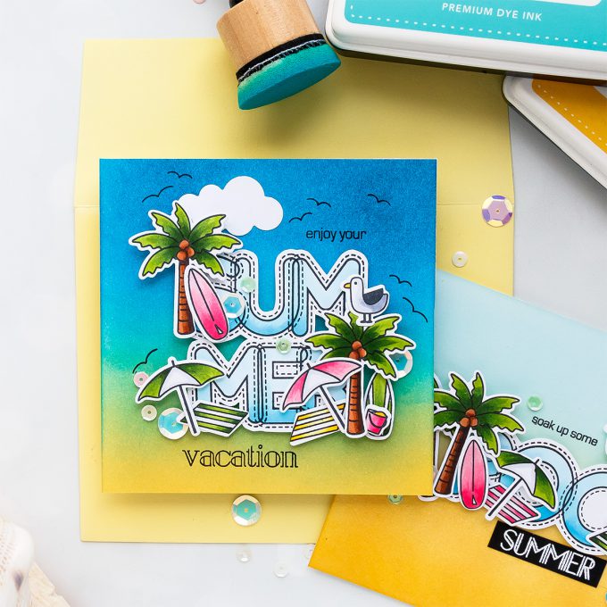 Simon Says Stamp | Soak Up Some Summer! Yippee For Yana Series. Video Handmade card by Yana Smakula #stamping #diecutting #cardmaking #handmadecard #simonsaysstamp #copicoloring #inkblending