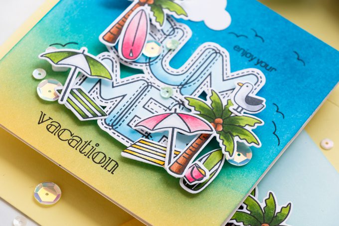 Simon Says Stamp | Soak Up Some Summer! Yippee For Yana Series. Video Handmade card by Yana Smakula #stamping #diecutting #cardmaking #handmadecard #simonsaysstamp #copicoloring #inkblending