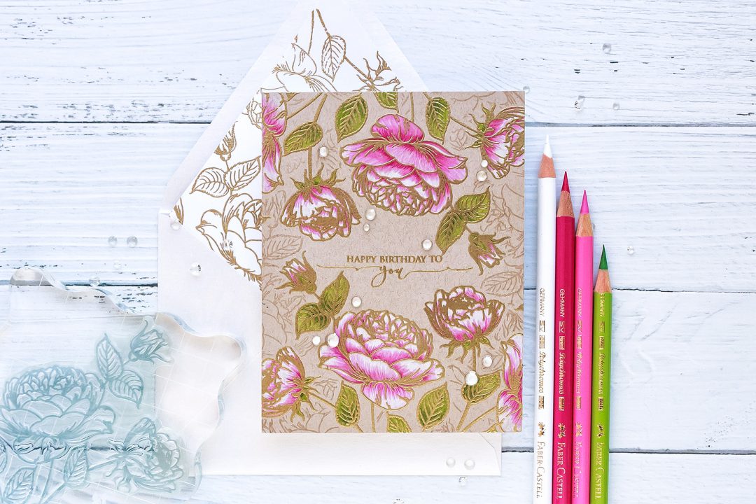 Gina K Designs | One Layer Floral Birthday Card featuring Tropical Blooms and Scripty Sayins One stamps. Video tutorial by Yana Smakula #stamping #cardmaking #ginakdesigns #handmadecard #birthdaycard