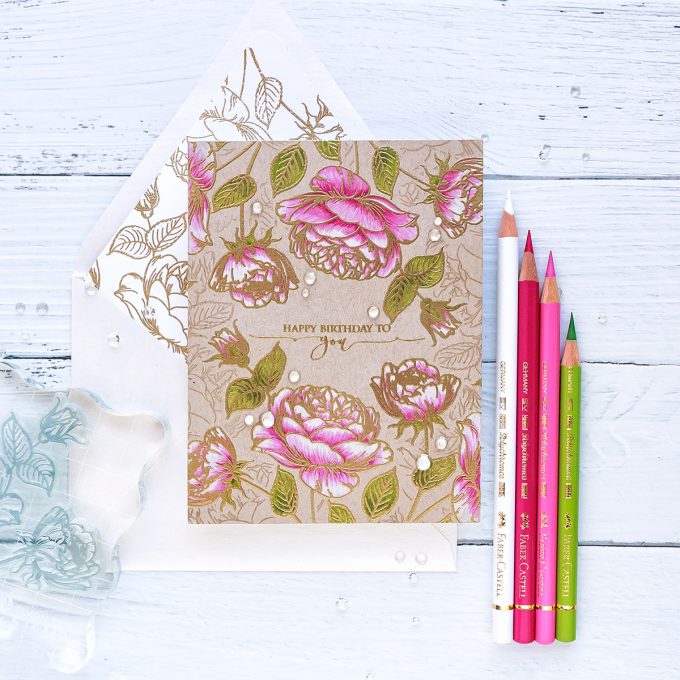 Gina K Designs | One Layer Floral Birthday Card featuring Tropical Blooms and Scripty Sayins One stamps. Video tutorial by Yana Smakula #stamping #cardmaking #ginakdesigns #handmadecard #birthdaycard 