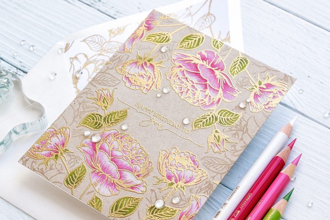 Gina K Designs | One Layer Floral Birthday Card featuring Tropical Blooms and Scripty Sayins One stamps. Video tutorial by Yana Smakula #stamping #cardmaking #ginakdesigns #handmadecard #birthdaycard 