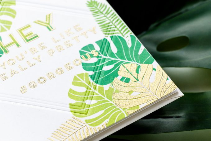 Ink Road Stamps | One Layer Tropical Cards featuring simple stamping, dry & heat embossing. Video tutorial by Yana Smakula #cardmaking #stamping #onelayercard #handmade