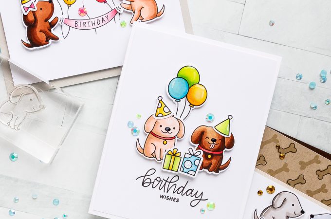Pretty Pink Posh | Clean & Simple Cards with Puppies! Video tutorial by Yana Smakula. Playful Puppies Stamp Set #prettypinkposh #stamping #cardmaking - Happy Birthday Card