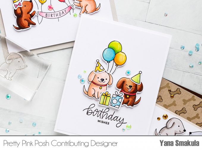 Pretty Pink Posh | Clean & Simple Cards with Puppies! Video tutorial by Yana Smakula. Playful Puppies Stamp Set - Birthday Card #prettypinkposh #stamping #cardmaking