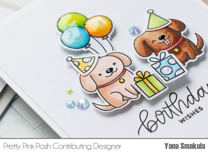 Pretty Pink Posh | Clean & Simple Cards with Puppies! Video tutorial by Yana Smakula. Playful Puppies Stamp Set - Birthday Card #prettypinkposh #stamping #cardmaking