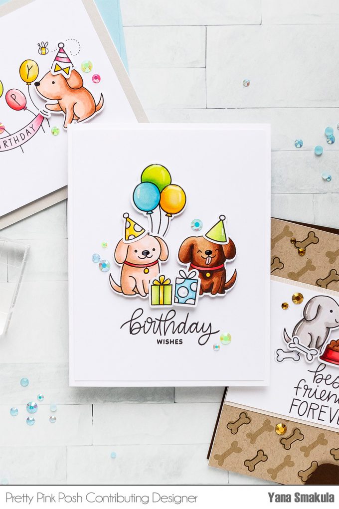 Pretty Pink Posh | Clean & Simple Cards with Puppies! Video tutorial by Yana Smakula. Playful Puppies Stamp Set - Birthday Card #prettypinkposh #stamping #cardmaking