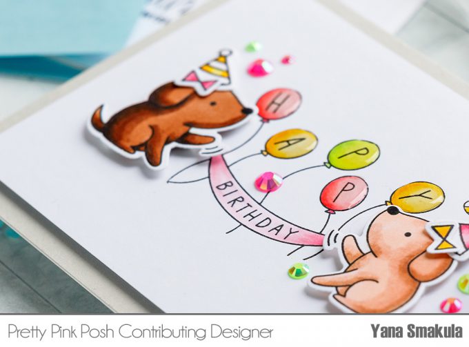 Pretty Pink Posh | Clean & Simple Cards with Puppies! Video tutorial by Yana Smakula. Playful Puppies Stamp Set #prettypinkposh #stamping #cardmaking - Happy Birthday Card