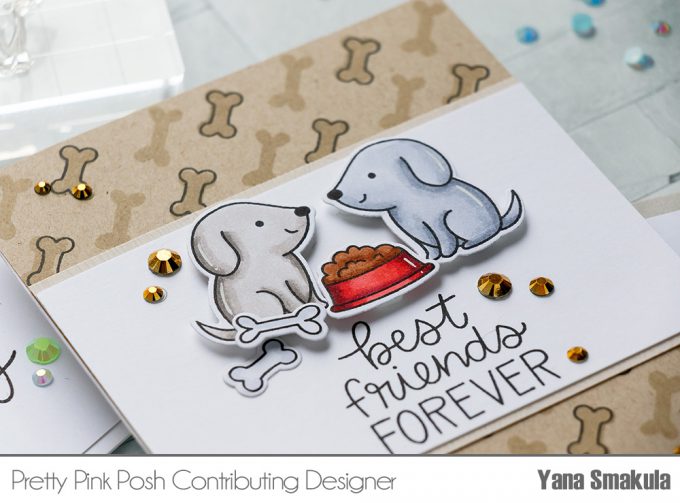 Pretty Pink Posh | Clean & Simple Cards with Puppies! Video tutorial by Yana Smakula. Playful Puppies Stamp Set #prettypinkposh #stamping #cardmaking - Best Friends Forever Card