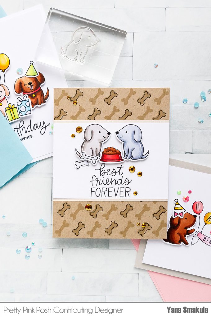 Pretty Pink Posh | Clean & Simple Cards with Puppies! Video tutorial by Yana Smakula. Playful Puppies Stamp Set #prettypinkposh #stamping #cardmaking - Best Friends Forever Card