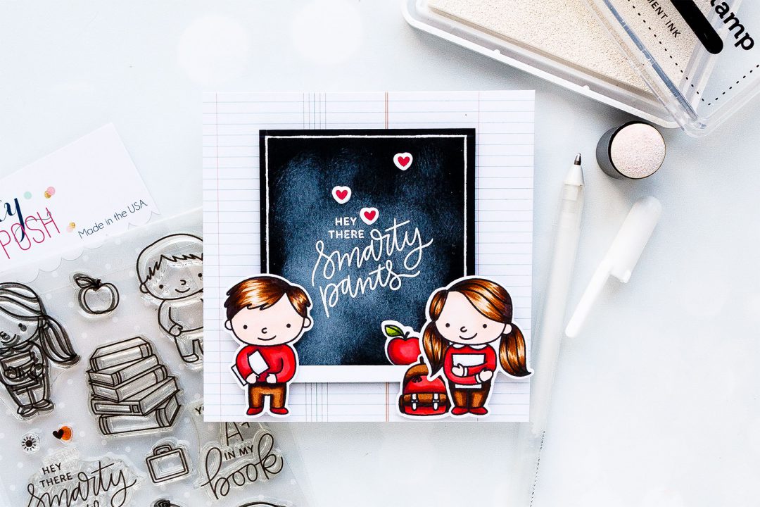 Pretty Pink Posh | Hey There Smarty Pants Card featuring School Friends stamp set. Photo tutorial by Yana Smakula #stamping #prettypinkposh #cardmaking #backtoschool