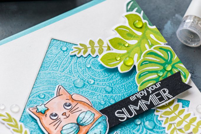 Simon Says Stamp | Summer & Mermaids Card by Yana Smakula using Summer Cuddly Critters and Beachy Waves stamps #simonsaysstamp #sssgoodvibes #stamping #cardmaking #handmadecard