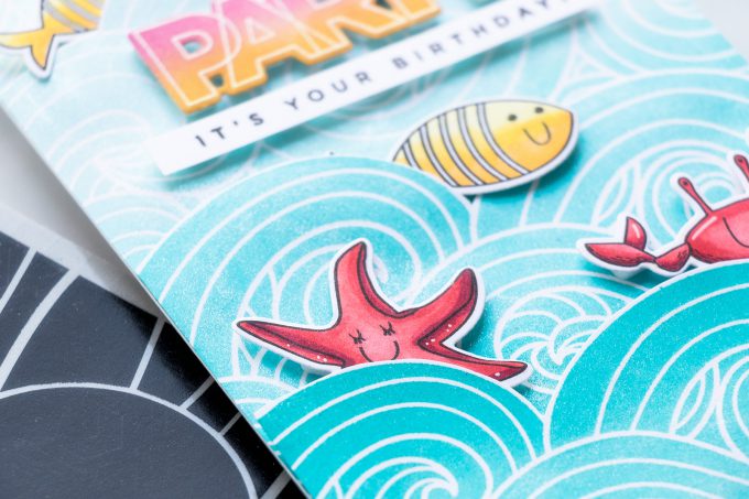 Simon Says Stamp | Extending Background Stamps for Tall Cards. Yippee For Yana Series. Video. Party It's Your Birthday card by Yana Smakula using Beachy Waves, Under The Sea Animals and Birthday Palooza stamps from Simon Says Stamp #stamping #cardmaking #birthdaycard