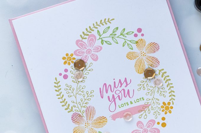 Simon Says Stamp | Easy Mirror Wreath Stamping - Miss You Card. Photo Tutorial by Yana Smakula #stamping #simonsaysstamp #cardmaking