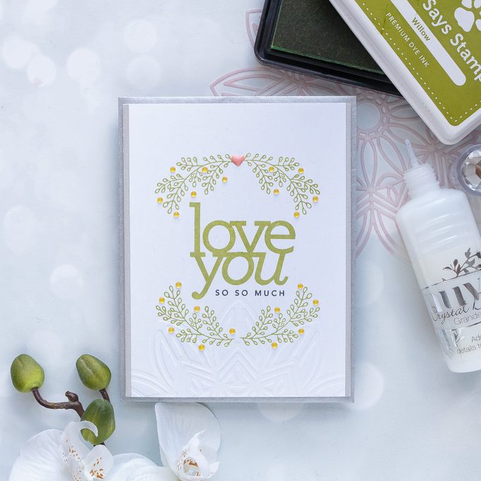 Simon Says Stamp | Subtle Dry Embossed Details with a Stencil. Photo Tutorial by Yana Smakula #simonsaysstamp #cardmaking #dryembossing 