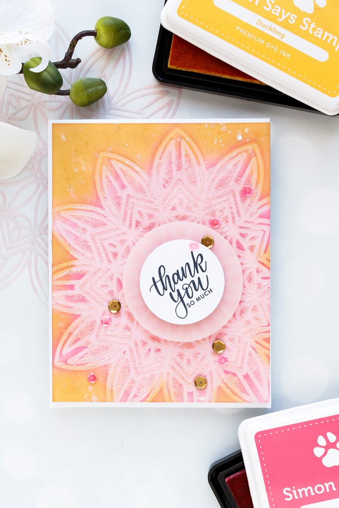 Simon Says Stamp | Stenciling, Ink Blending and More! Thank You So Much Card. Photo Tutorial by Yana Smakula #inkblending #simonsaysstamp #stenciling #cardmaking