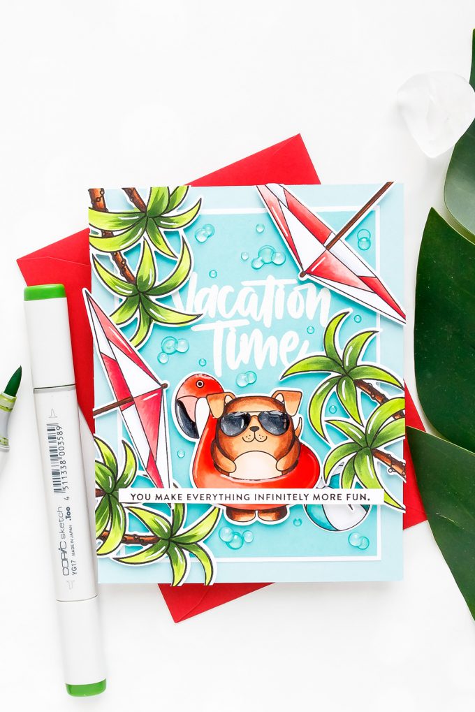 Simon Says Stamp | Vacation Time Card! Yippee For Yana Series. Video tutorial. Summer card using Summer Cuddly Critters stamp set