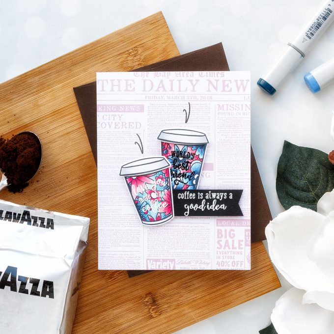 Hero Arts | Coffee or Tea? August 2018 My Monthly Hero Kit. Coffee is always a good idea card by Yana Smakula #stamping #mymontlyhero #mmh #heroarts #cardmaking #handmadecard