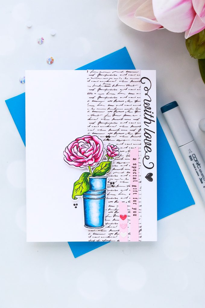 Simon Says Stamp | August Card Kit - Mandy's Flowers Take Three - With Love Card by Yana Smakula #sss #sssck #simonsaysstamp #stamping #cardmaking #handmadecard