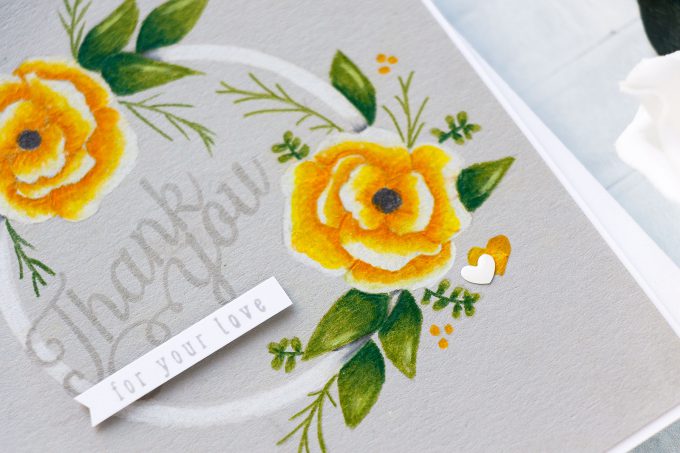 Simon Says Stamp | Pencil Coloring on Smoke Gray Cardstock - Mandy’s Flowers stamp Set. Yippee For Yana Series. Video #cardmaking #yanasmakula #stamping #polychoromos #sssck 