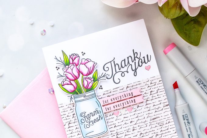 Simon Says Stamp | August Card Kit - Mandy's Flowers Take One- Thank You Card by Yana Smakula #sss #sssck #simonsaysstamp #stamping #cardmaking #handmadecard