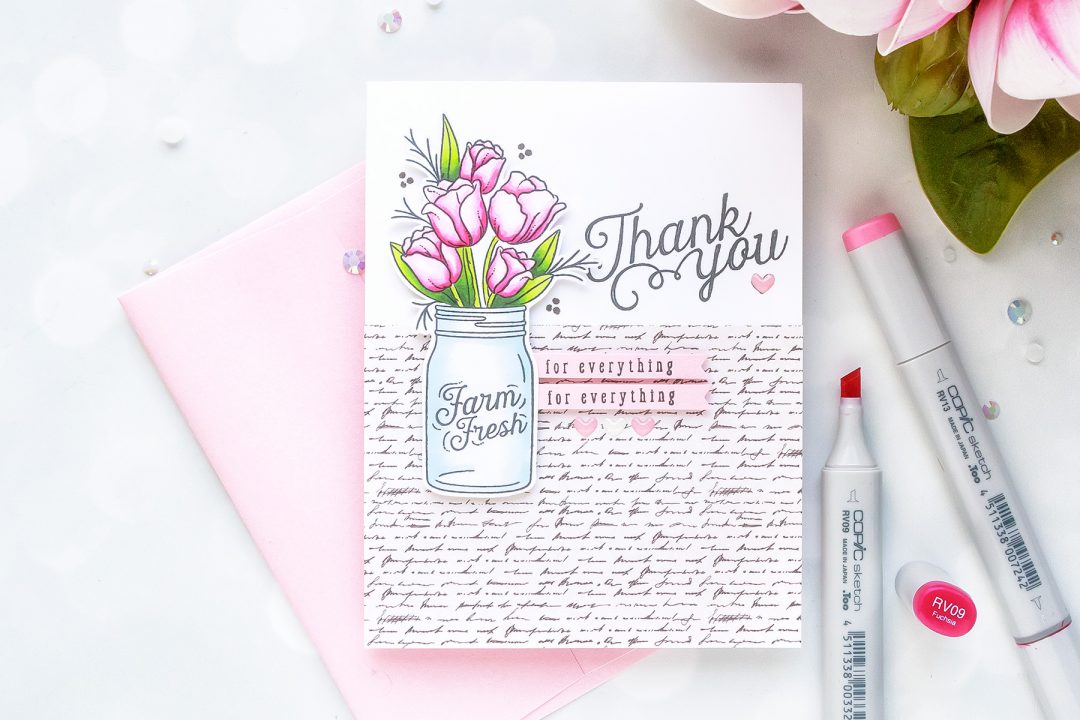 Simon Says Stamp | August Card Kit - Mandy's Flowers Take One- Thank You Card by Yana Smakula #sss #sssck #simonsaysstamp #stamping #cardmaking #handmadecard