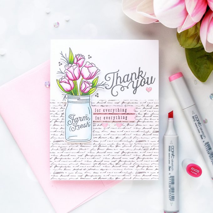 Simon Says Stamp | August Card Kit - Mandy's Flowers Take One- Thank You Card by Yana Smakula #sss #sssck #simonsaysstamp #stamping #cardmaking #handmadecard