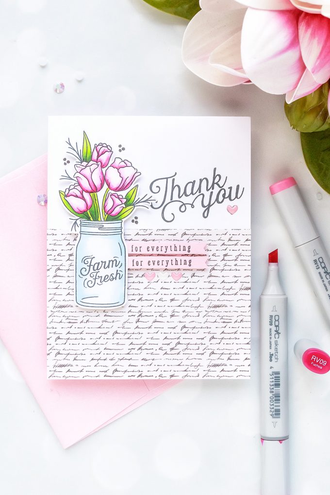 Simon Says Stamp | August Card Kit - Mandy's Flowers Take One- Thank You Card by Yana Smakula #sss #sssck #simonsaysstamp #stamping #cardmaking #handmadecard