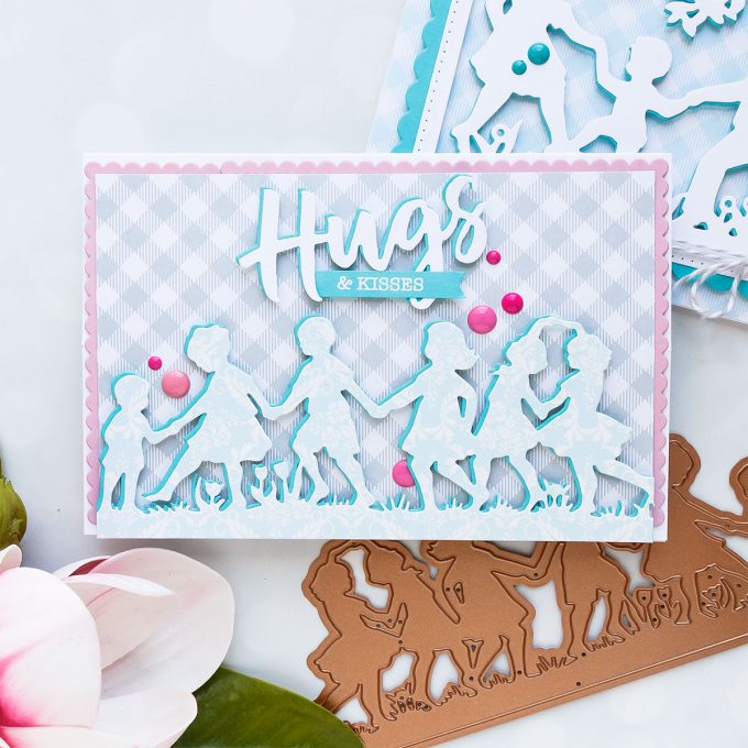 Spellbinders | Easy Silhouette Card Ideas - Hugs & Kisses Card by Yana Smakula #yscardmaking #spellbinders #handmadecard #diecutting #neverstopmaking #diycard 