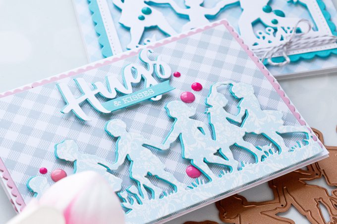 Spellbinders | Easy Silhouette Card Ideas - Hugs & Kisses Card by Yana Smakula #yscardmaking #spellbinders #handmadecard #diecutting #neverstopmaking #diycard 