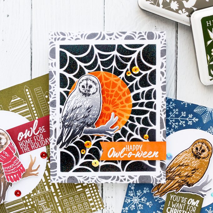 Hero Arts | Color Layering With Yana Series – Color Layering Owl Halloween & Christmas Cards. Video tutorial #yscardmaking #colorlayering #stamping #heroarts #halloweencard #owlcard