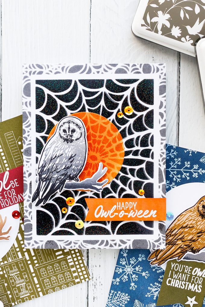 Hero Arts | Color Layering With Yana Series – Color Layering Owl Halloween & Christmas Cards. Video tutorial #yscardmaking #colorlayering #stamping #heroarts #halloweencard #owlcard