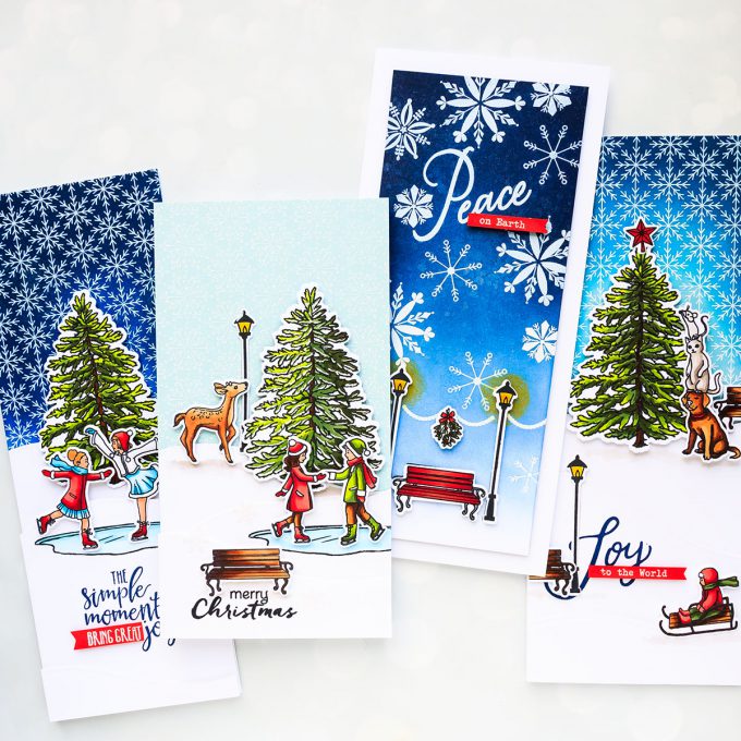 Hero Arts | Tall & Skinny Christmas Cards by Yana Smakula. October 2018 My Monthly Hero Kit. Video tutorial #yscardmaking #mmh #mymonthlyhero #cardmaking #christmascard