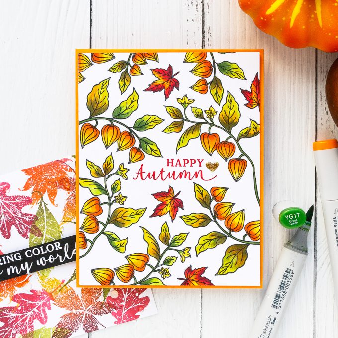 Hero Arts | Fall Foliage Cards. September 2018 My Monthly Hero Kit. Video tutorial. Pattern stamping 3 ways. #yscardmaking #heroarts #mymonthlyhero #cardmaking #fallcard #fallcardmaking #autumncard #heroartskit #cardkit #handmadecard