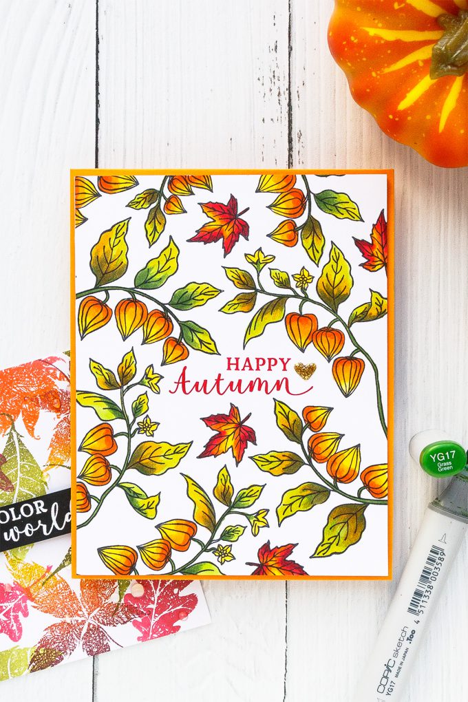 Hero Arts | Fall Foliage Cards. September 2018 My Monthly Hero Kit. Video tutorial. Pattern stamping 3 ways. #yscardmaking #heroarts #mymonthlyhero #cardmaking #fallcard #fallcardmaking #autumncard #heroartskit #cardkit #handmadecard