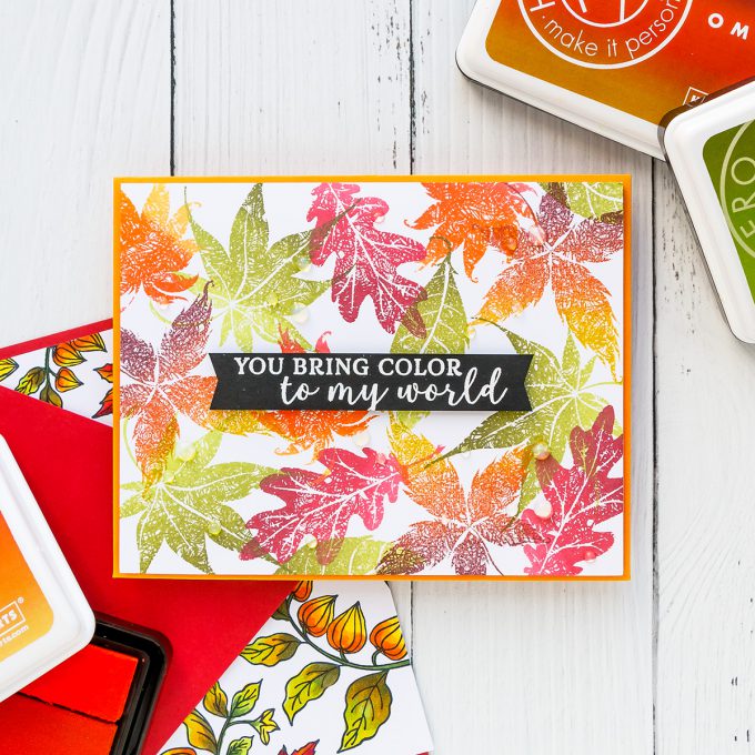 Hero Arts | Fall Foliage Cards. September 2018 My Monthly Hero Kit. Video tutorial. Pattern stamping 3 ways. #yscardmaking #heroarts #mymonthlyhero #cardmaking #fallcard #fallcardmaking #autumncard #heroartskit #cardkit #handmadecard